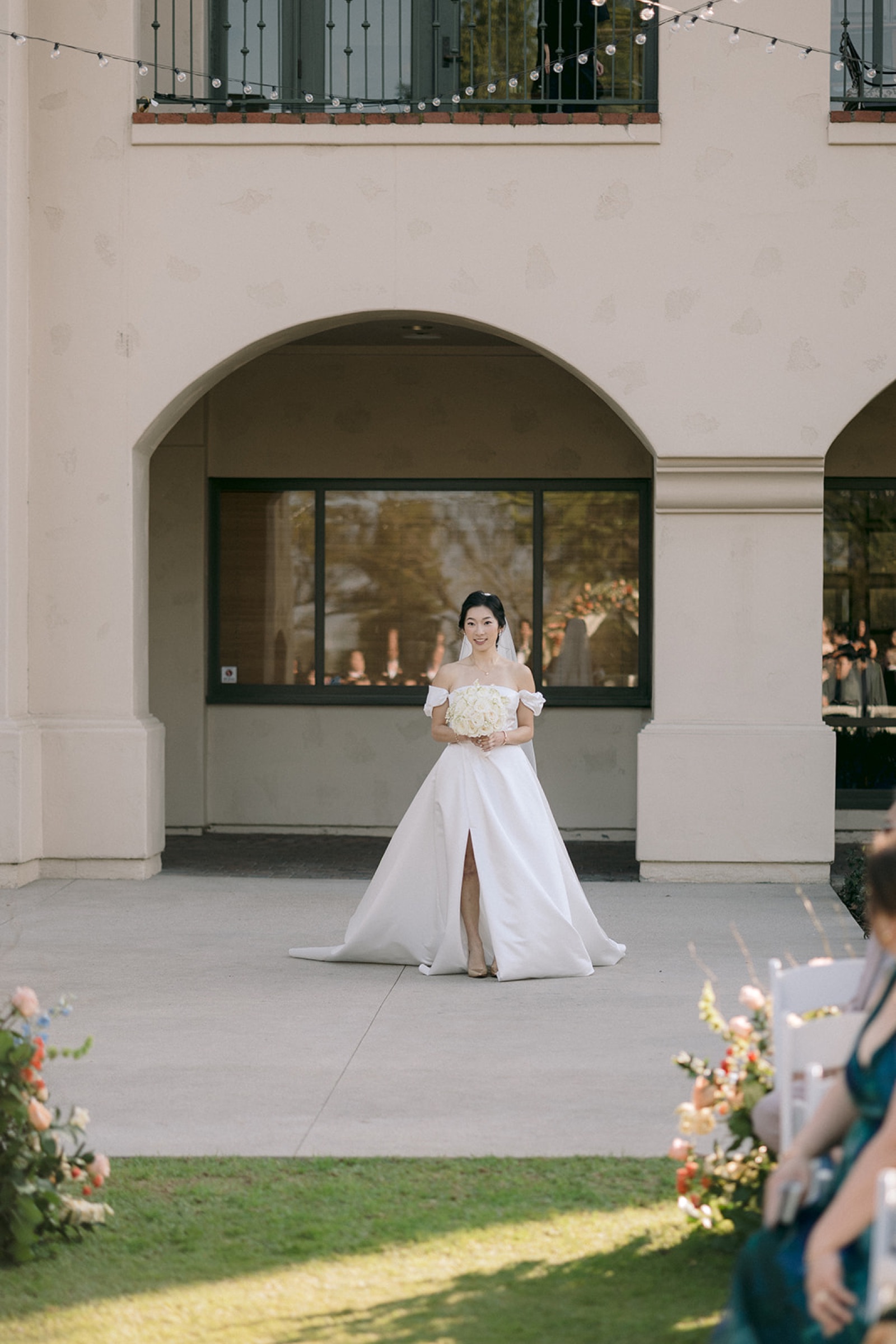 Bride walking down the aisle at South Hills Country Club