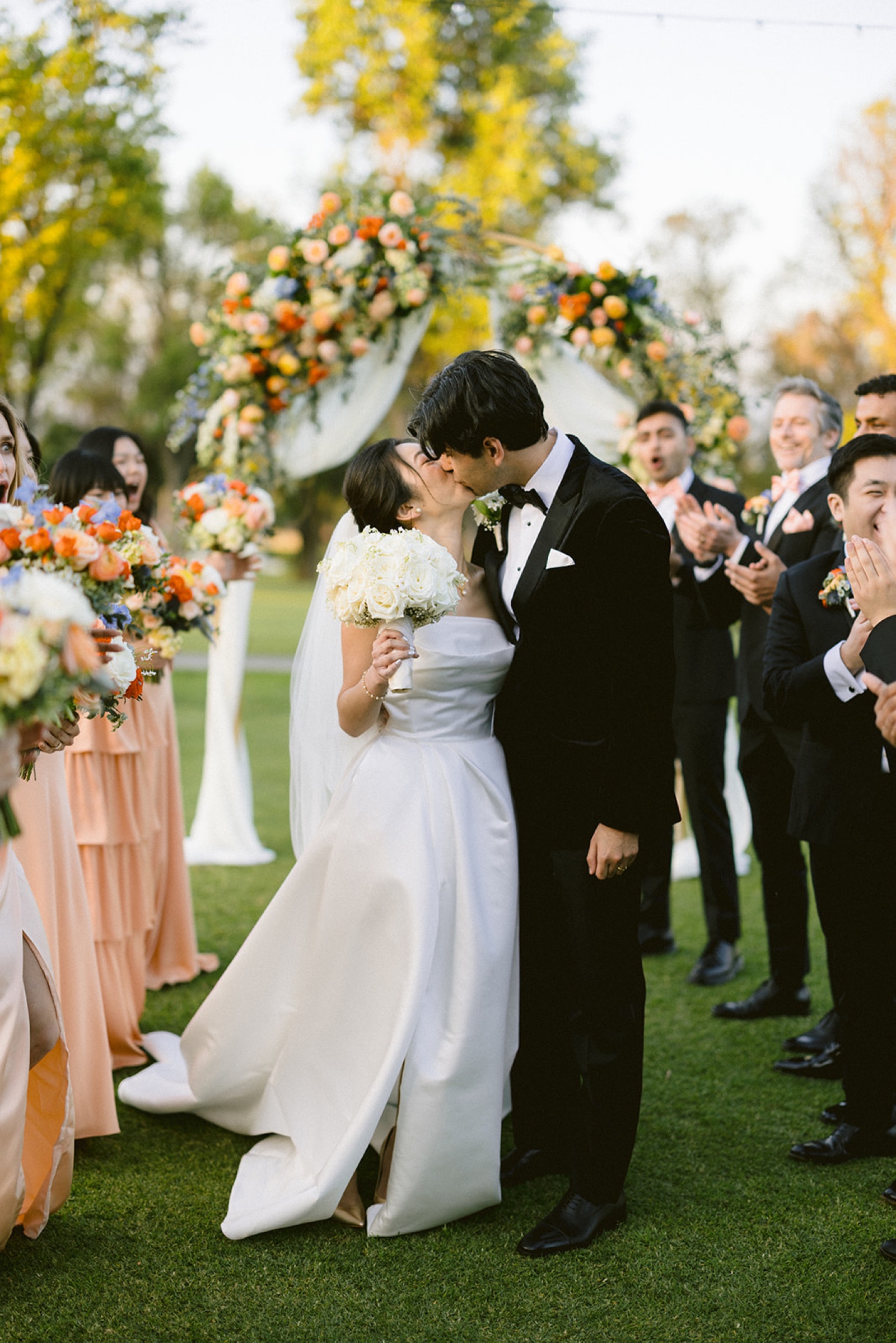 Bridal portrait with veil in soft golden light