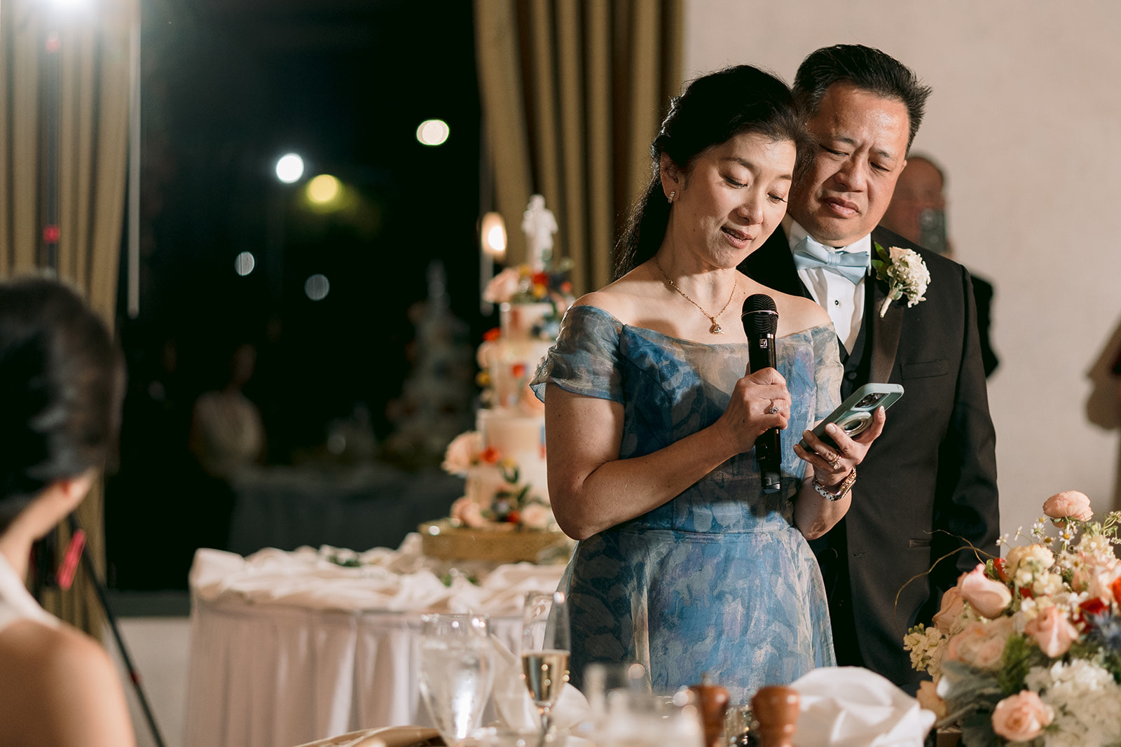 Bride's parents giving a speech at South Hills reception