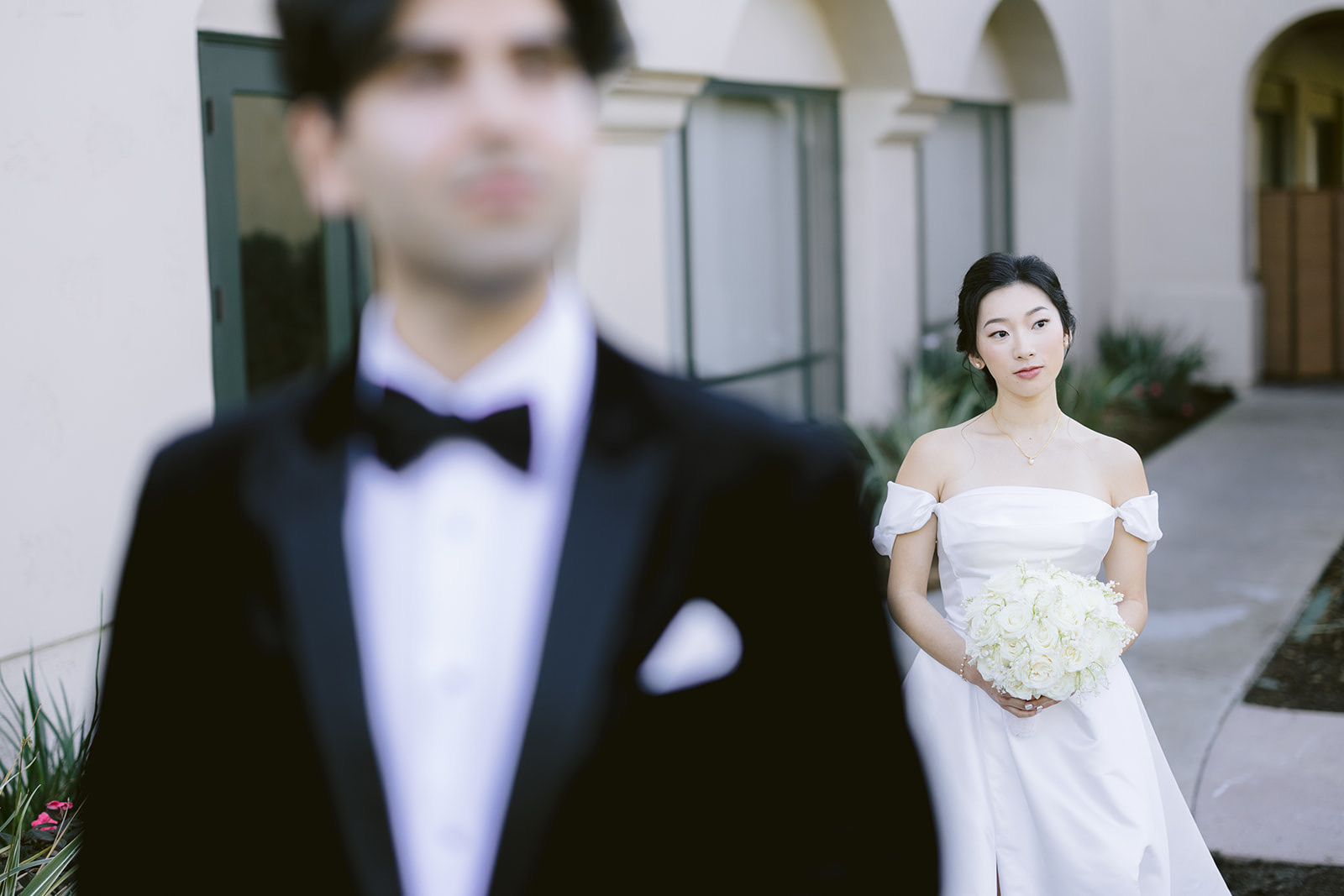 Kirsten and Shravan's first look at South Hills Country Club wedding