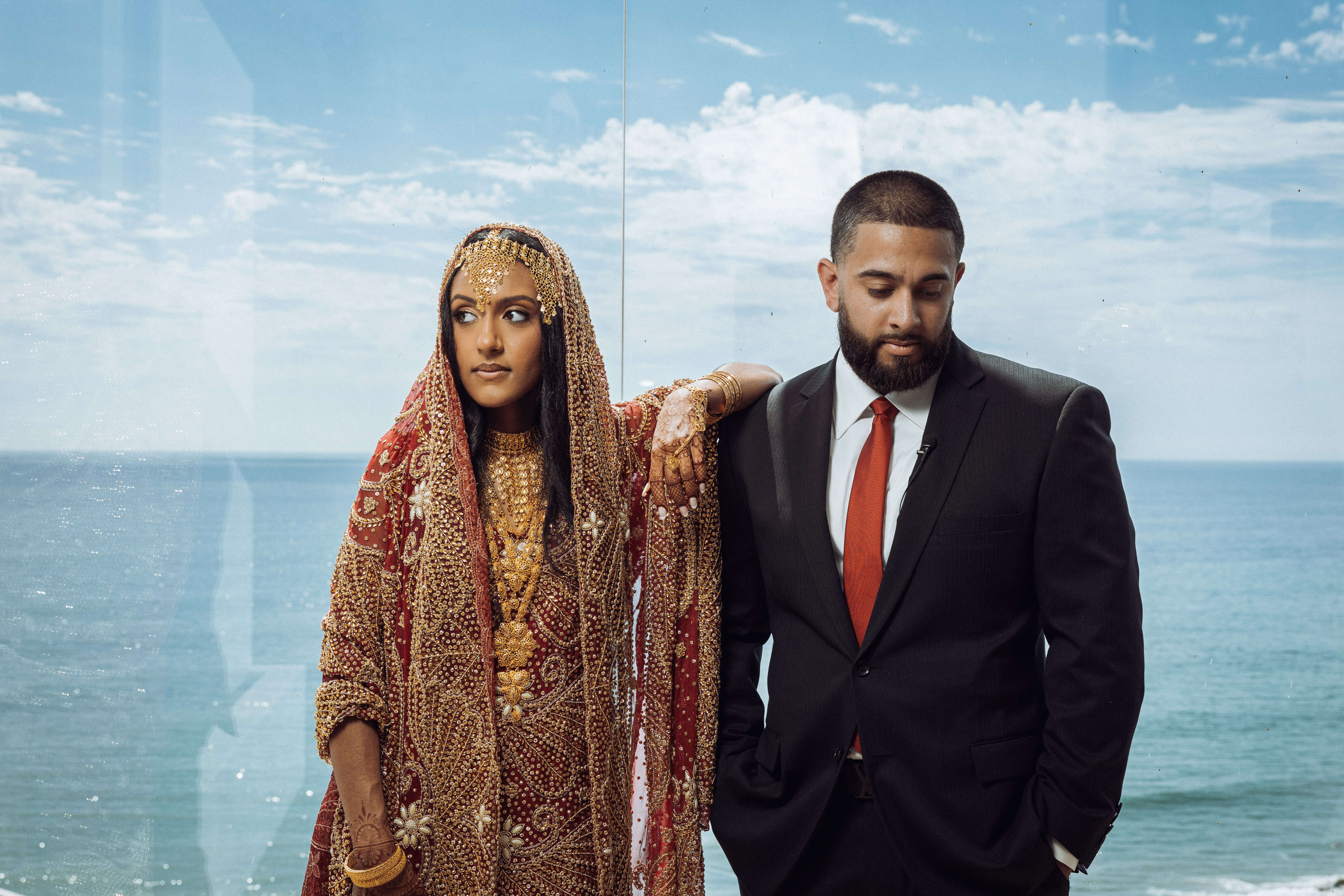 Elegant bride and groom at their Orange County wedding ceremony photographed by Bokeh Weddings