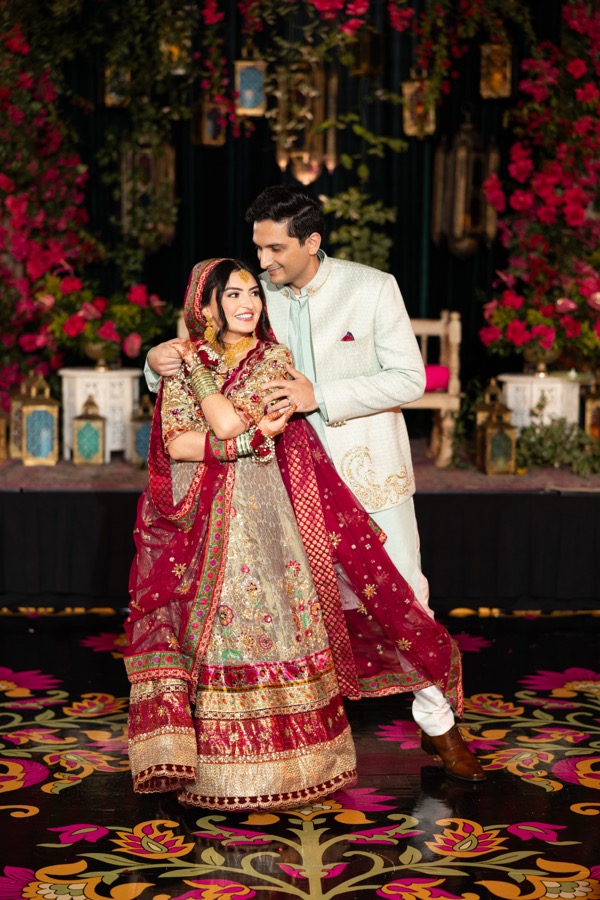 South Asian bride and groom portrait at Southern California venue